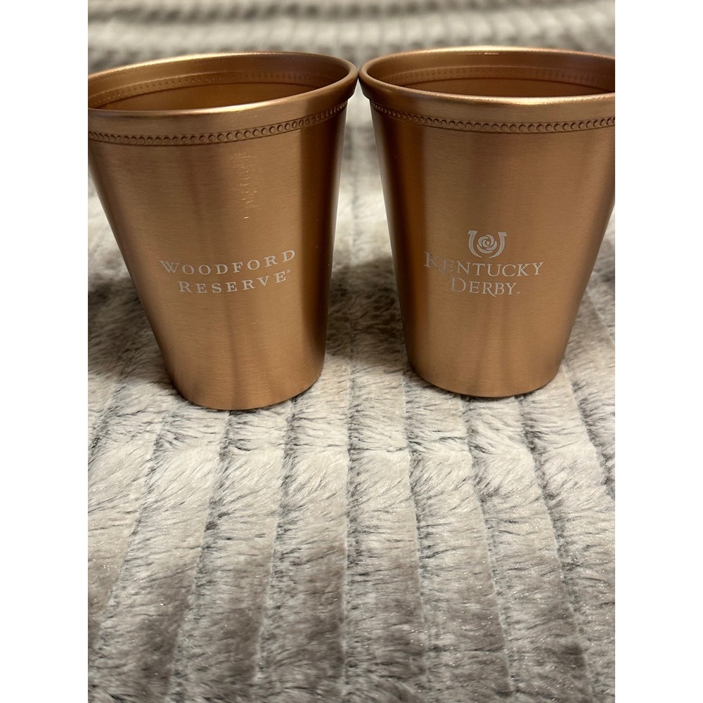 Woodford Reserve Kentucky Derby Mint Julep Cups Rose Gold Copper Set of 2